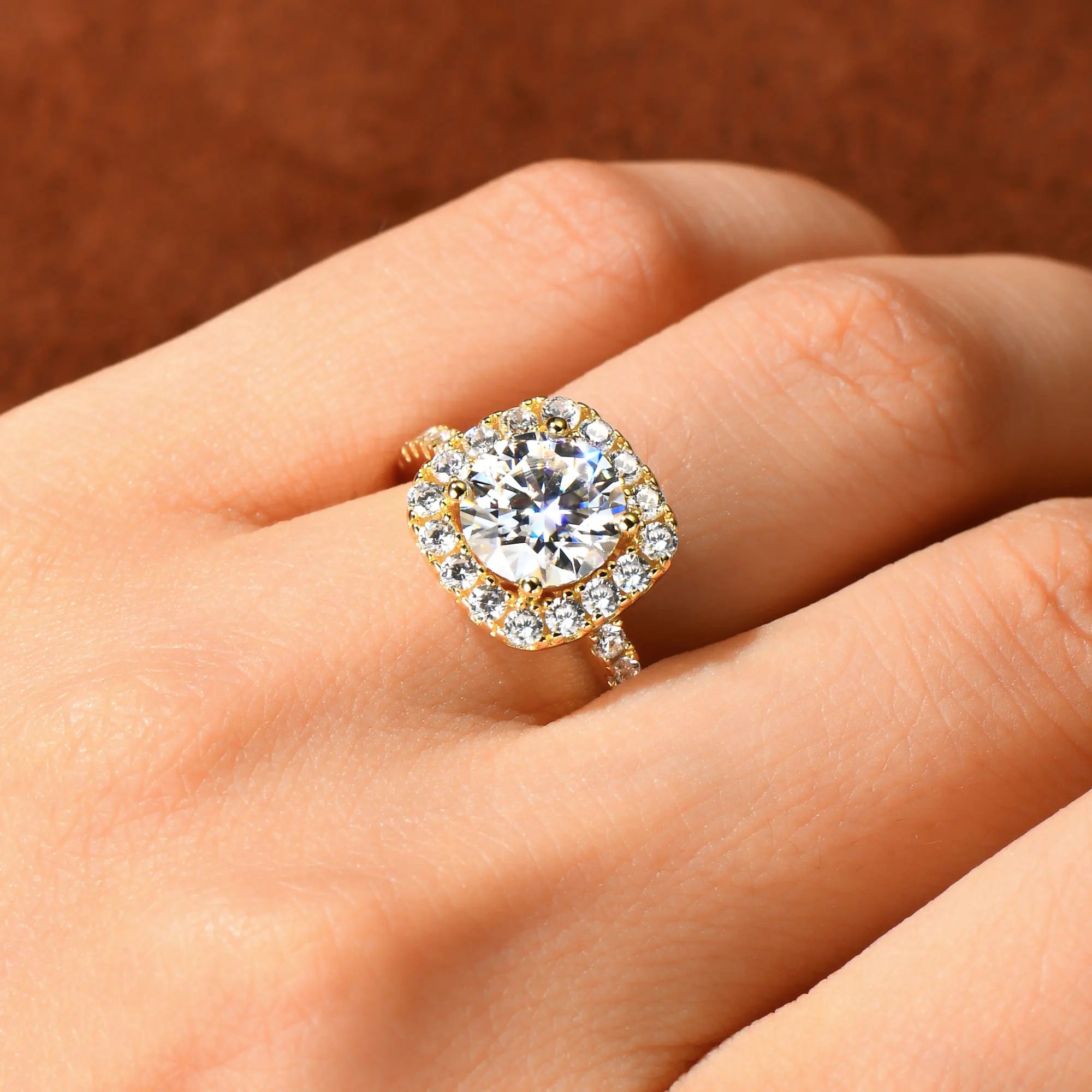 Cushion Halo Moissanite Ring