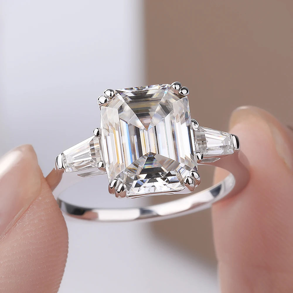 Emerald Cut Three Stone Ring