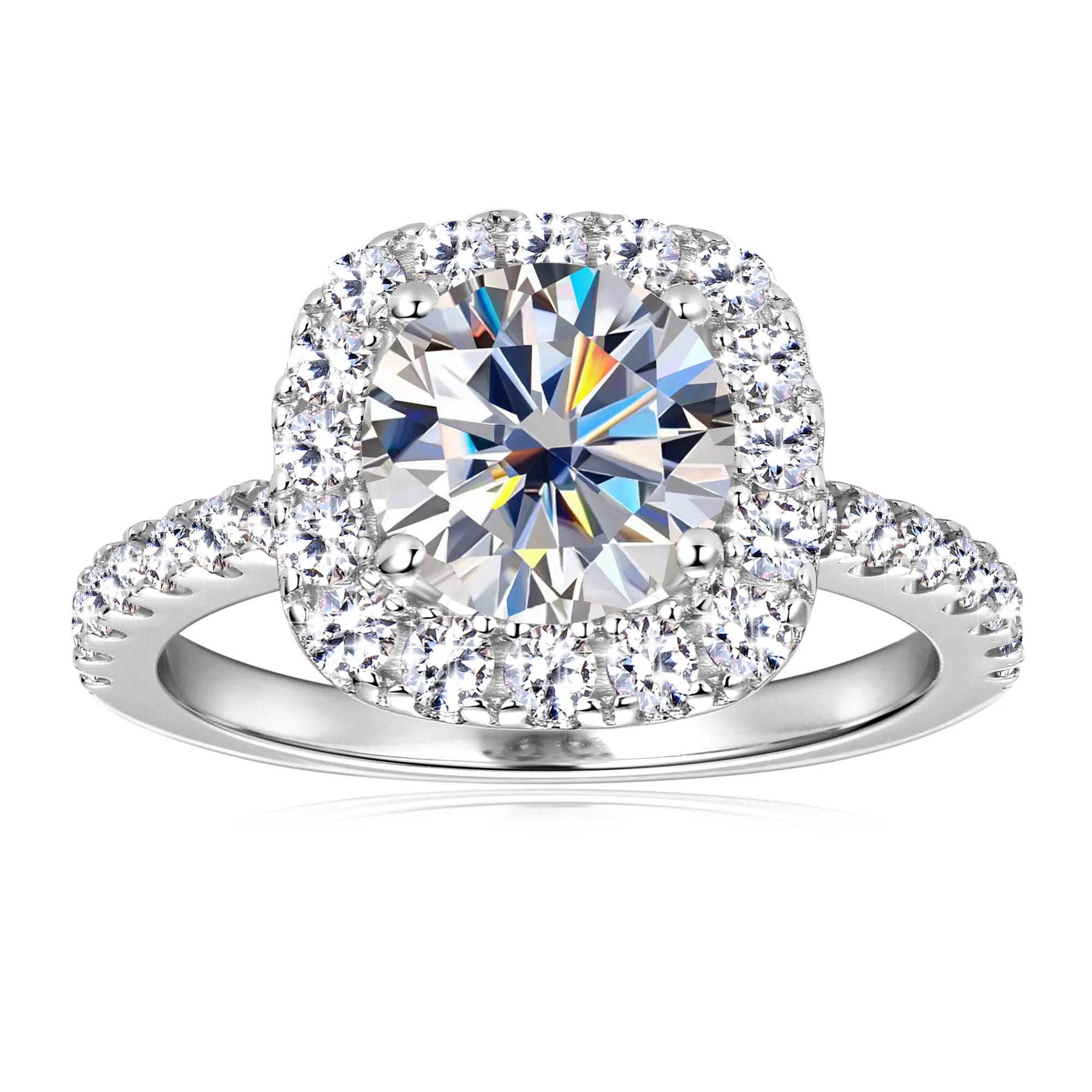 Cushion Halo Moissanite Ring