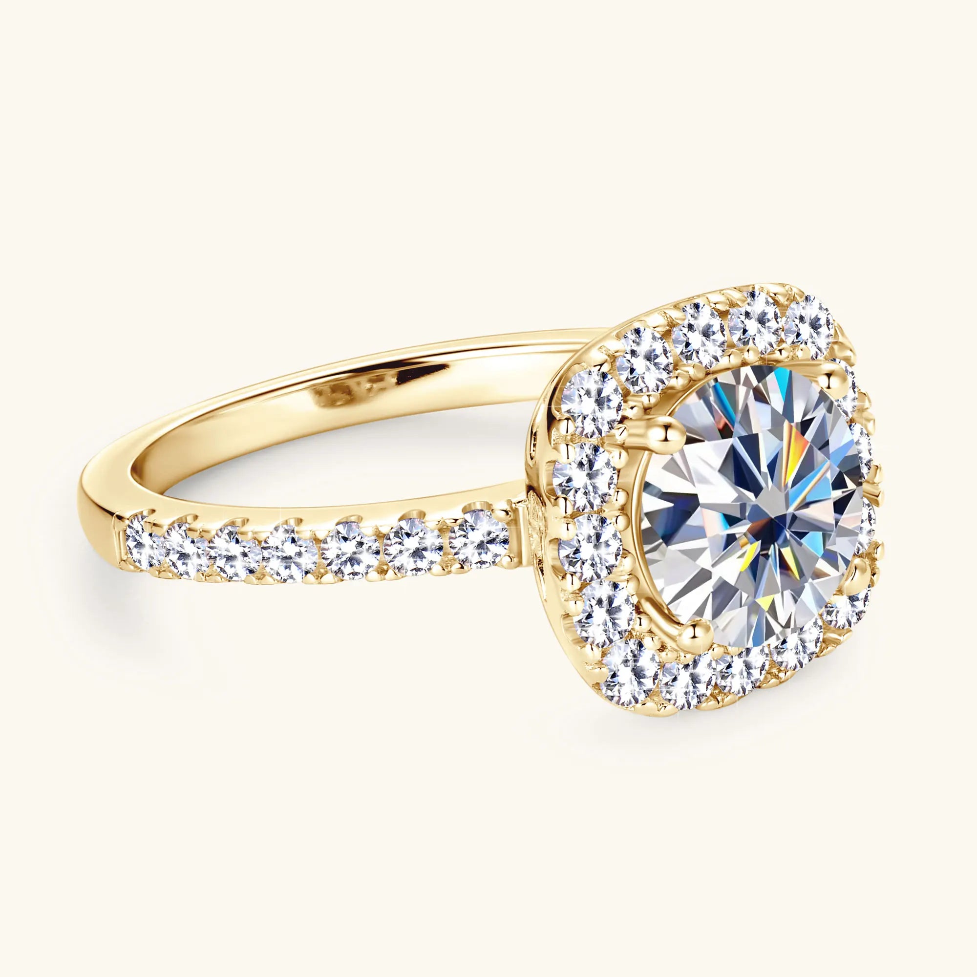 Cushion Halo Moissanite Ring