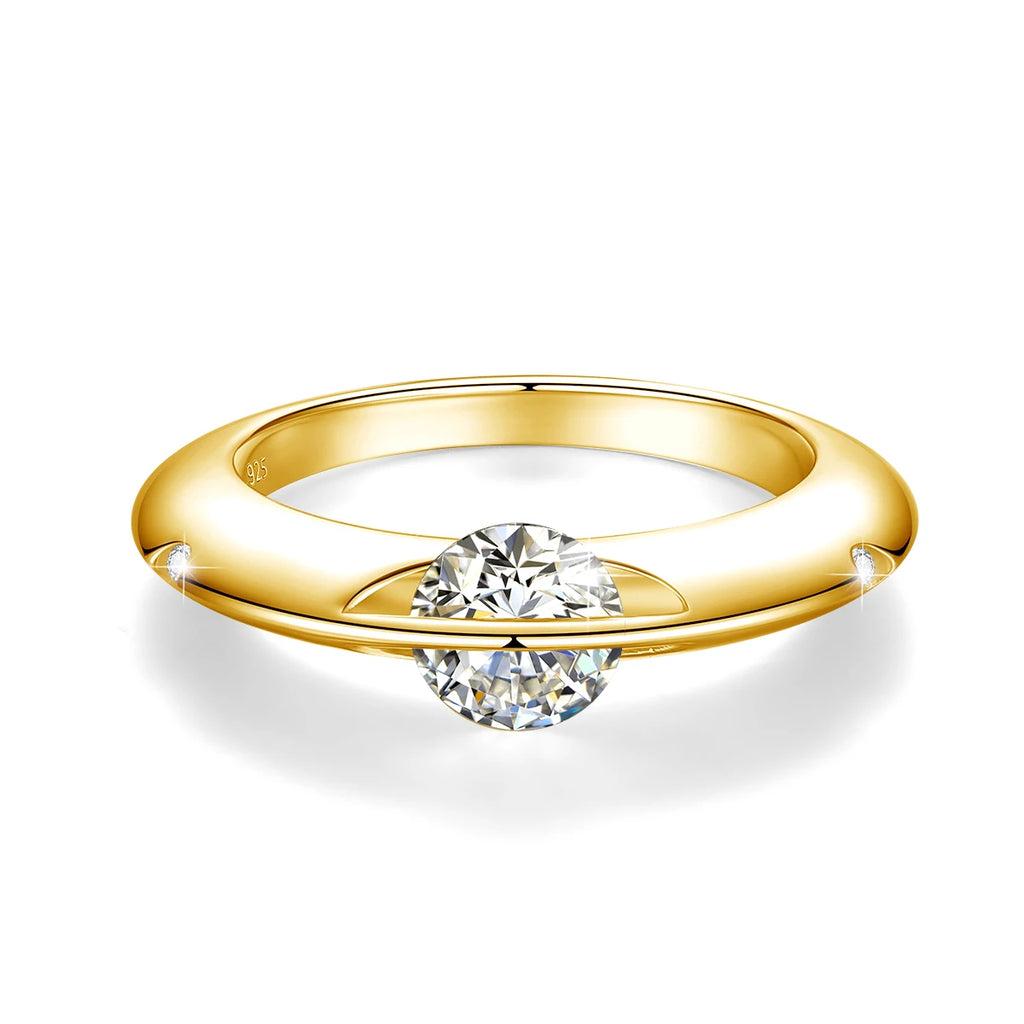 Gold Wave Moissanite Ring