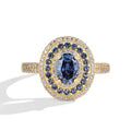 Blue Moissanite Oval Cut Ring