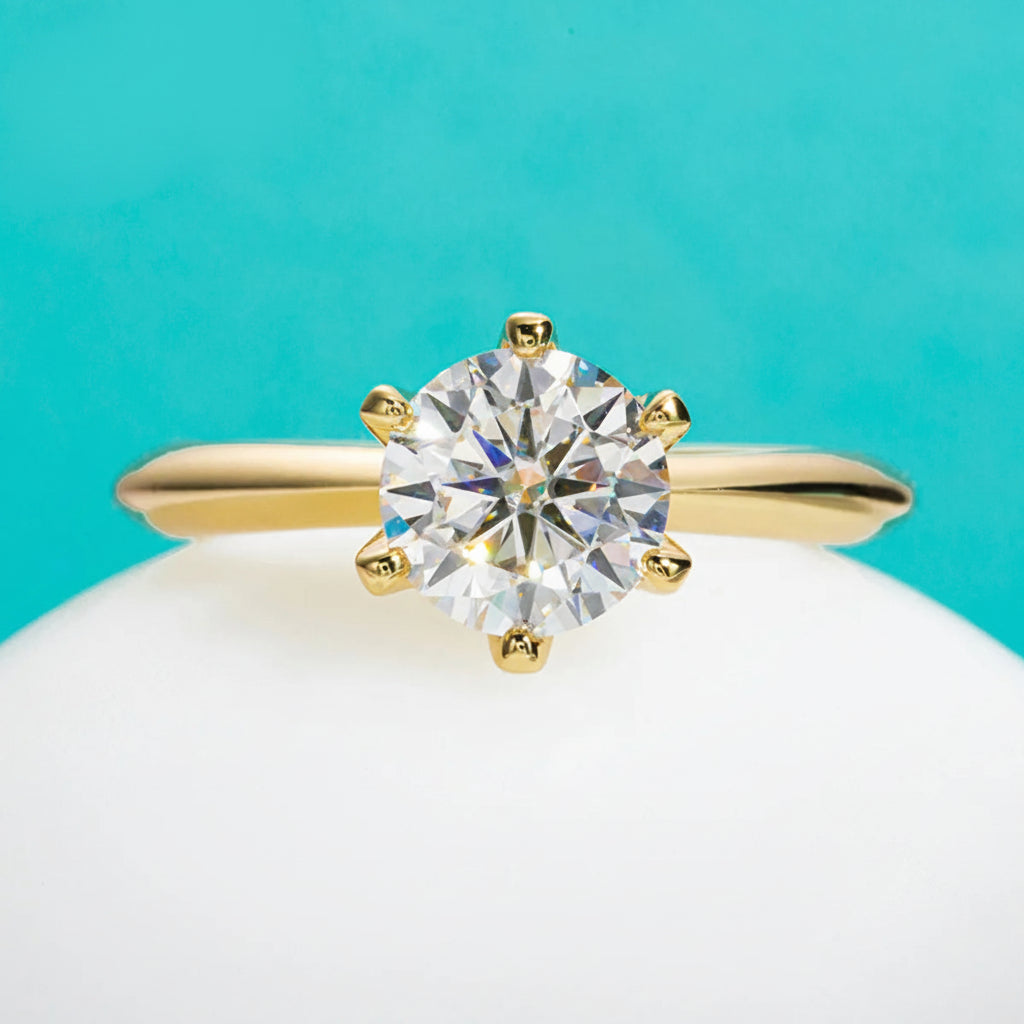 Round Cut Moissanite Solitaire Ring