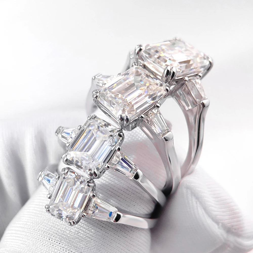 Emerald Cut Three Stone Ring