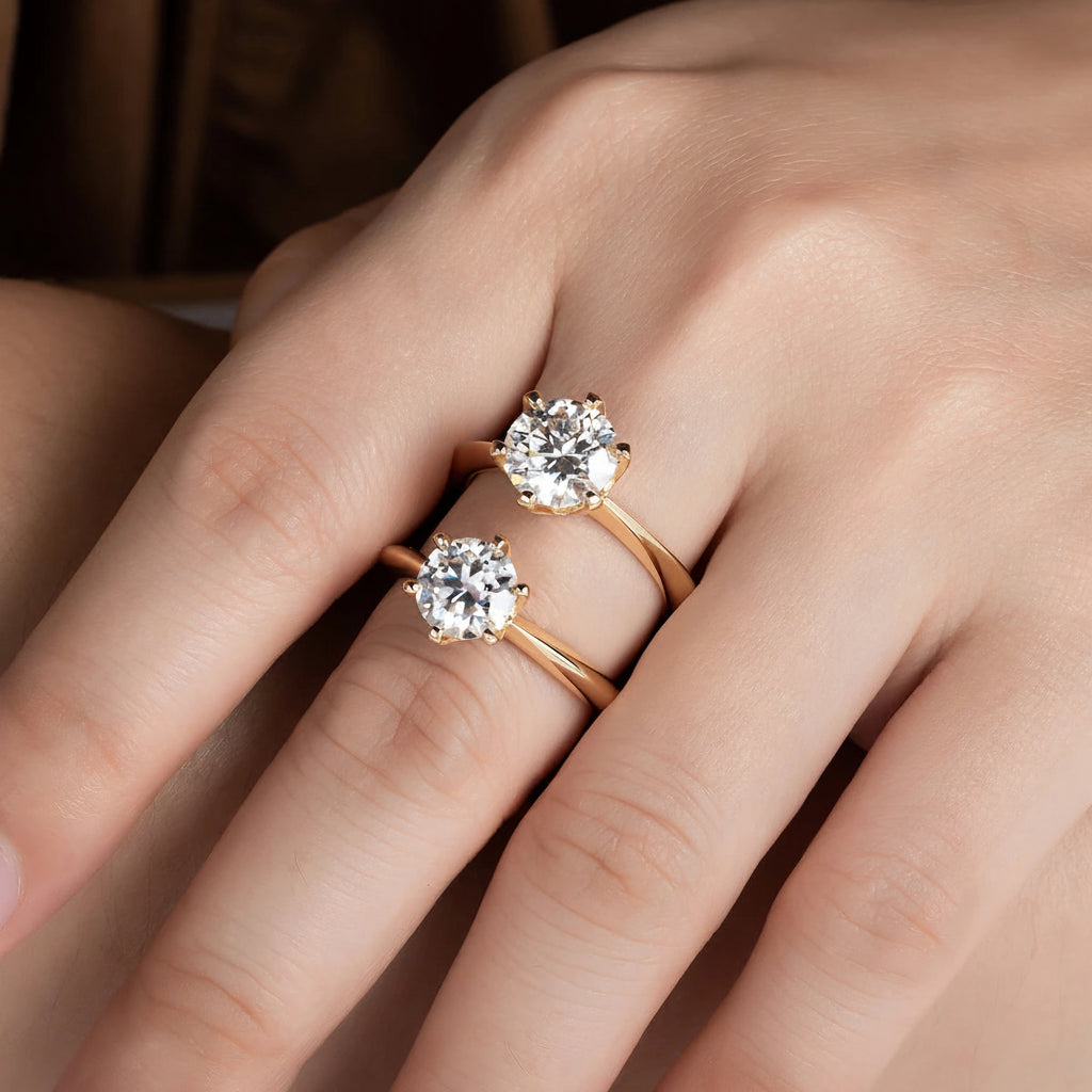 Round Cut Moissanite Solitaire Ring