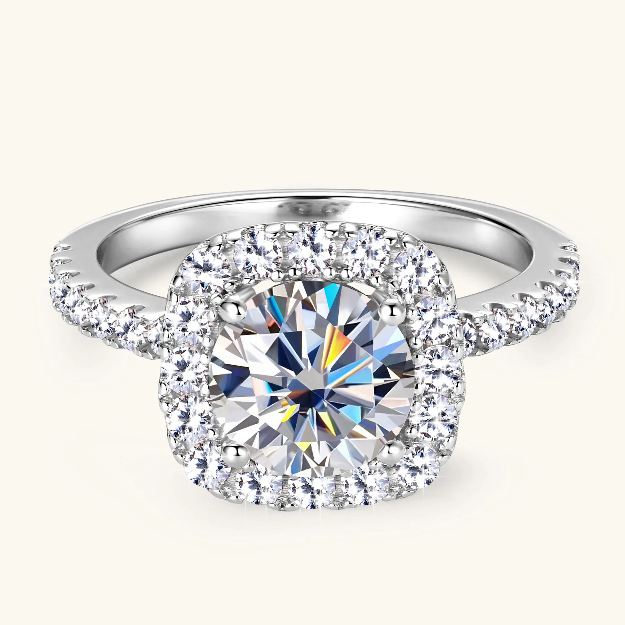 Cushion Halo Moissanite Ring