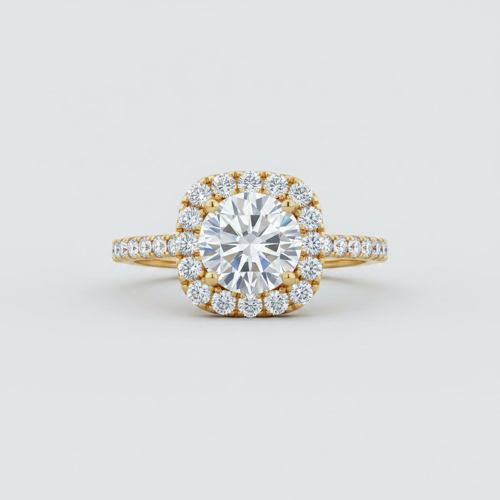 Cushion Halo Moissanite Ring