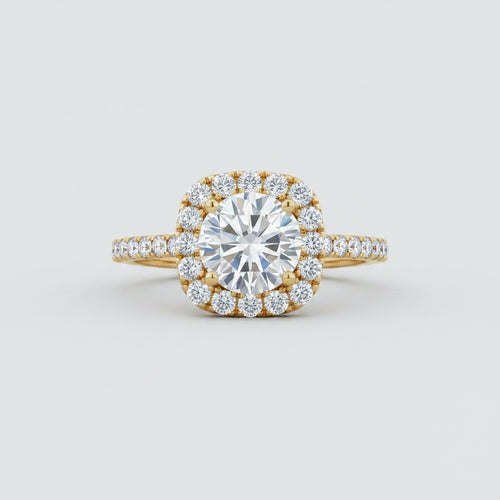 Cushion Halo Moissanite Ring