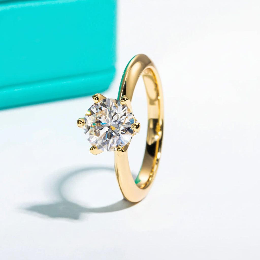 Round Cut Moissanite Solitaire Ring