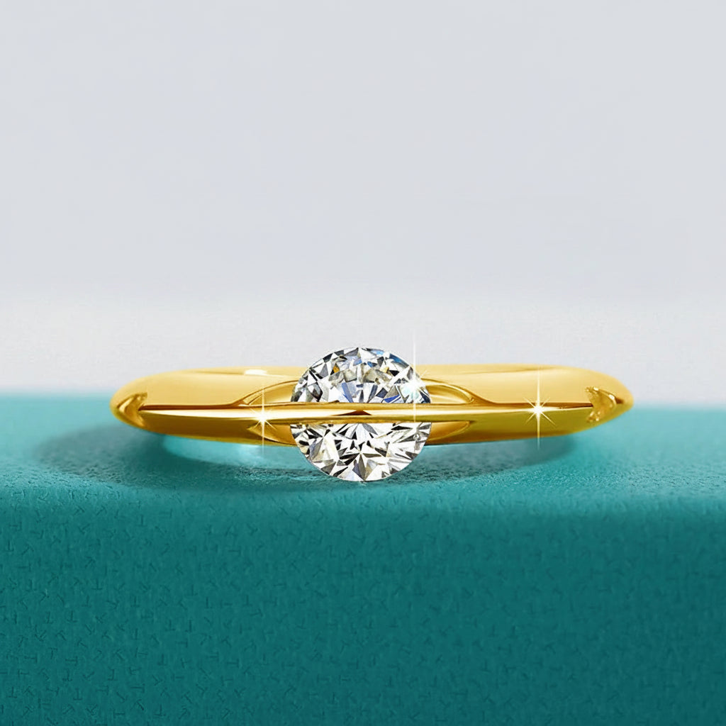 Gold Wave Moissanite Ring