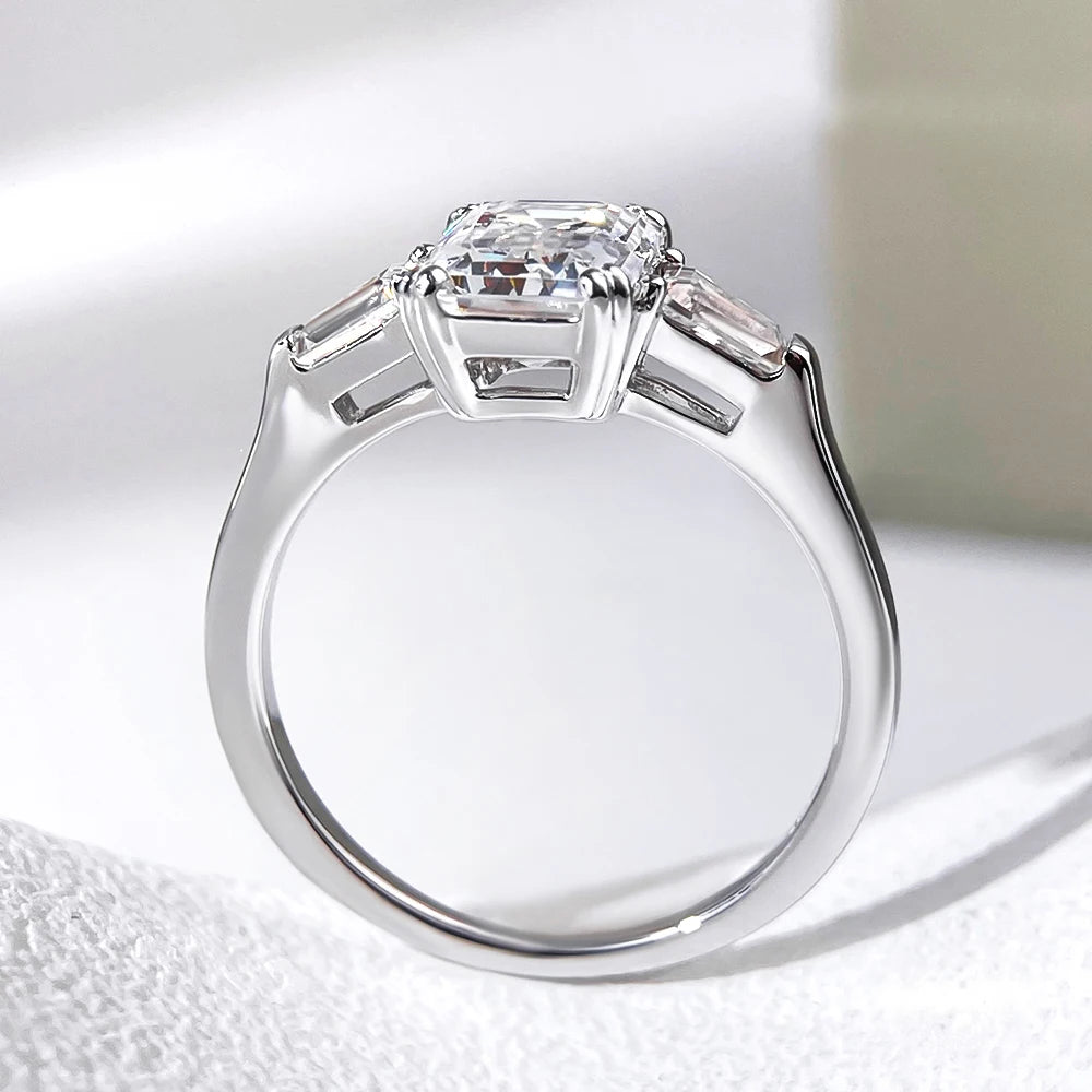 Emerald Cut Three Stone Ring