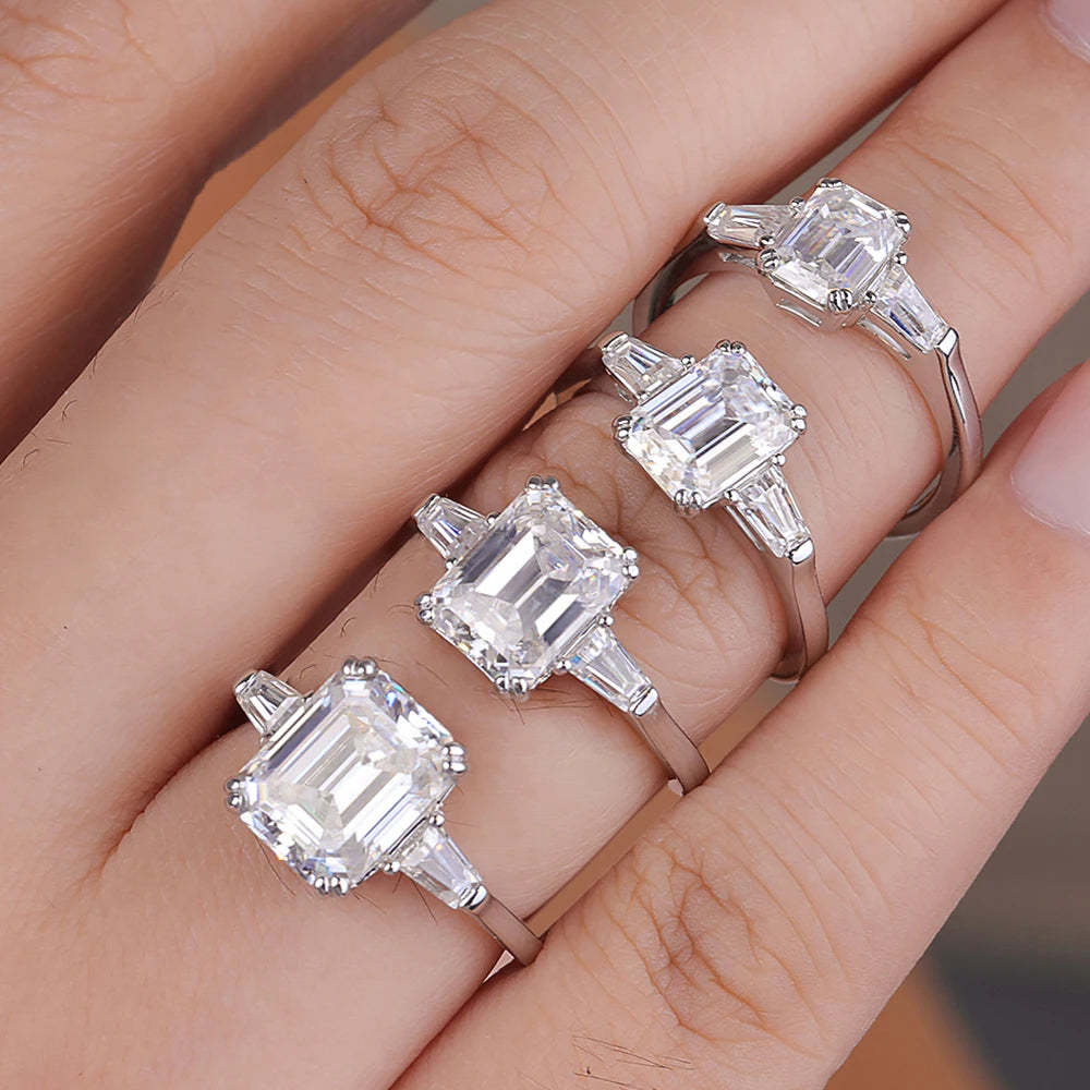 Emerald Cut Three Stone Ring