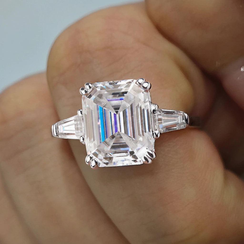 Emerald Cut Three Stone Ring