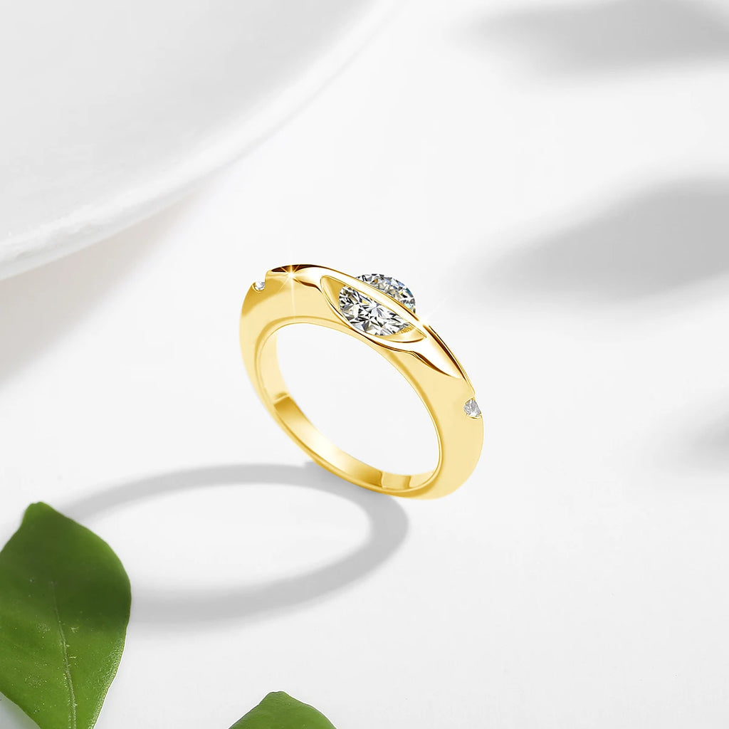 Gold Wave Moissanite Ring