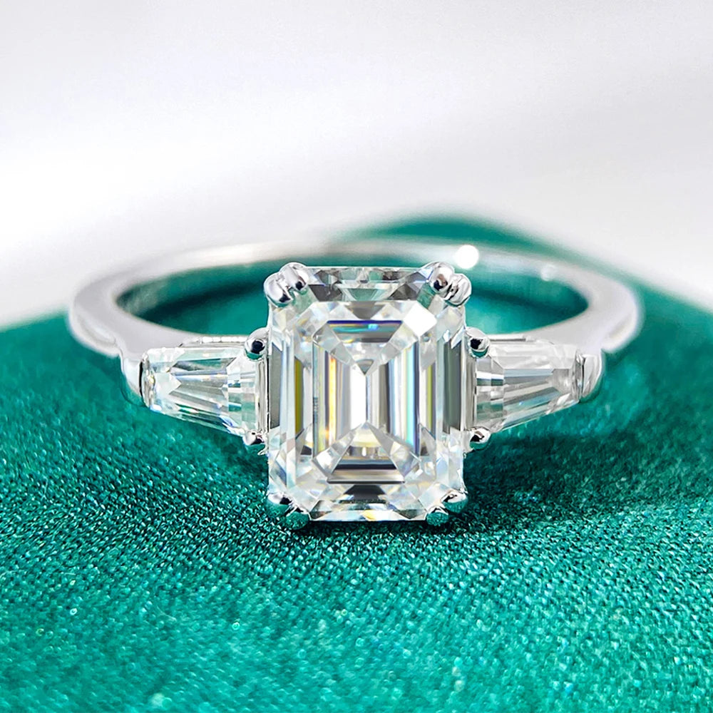 Emerald Cut Three Stone Ring